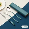 Dark Blue Tableware 3-Piece Set [Oval Blue Case]]