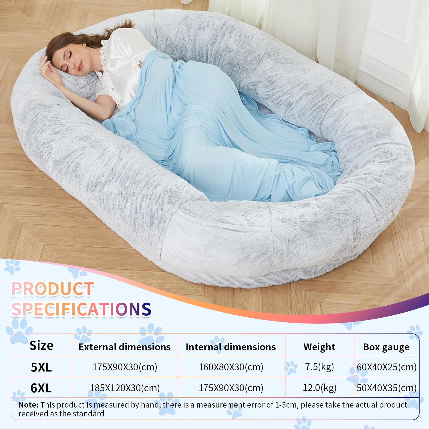 New Arrival plush washable luxury super large sleep deeper gianthuman size xxl pet dog bed for humans manufacture