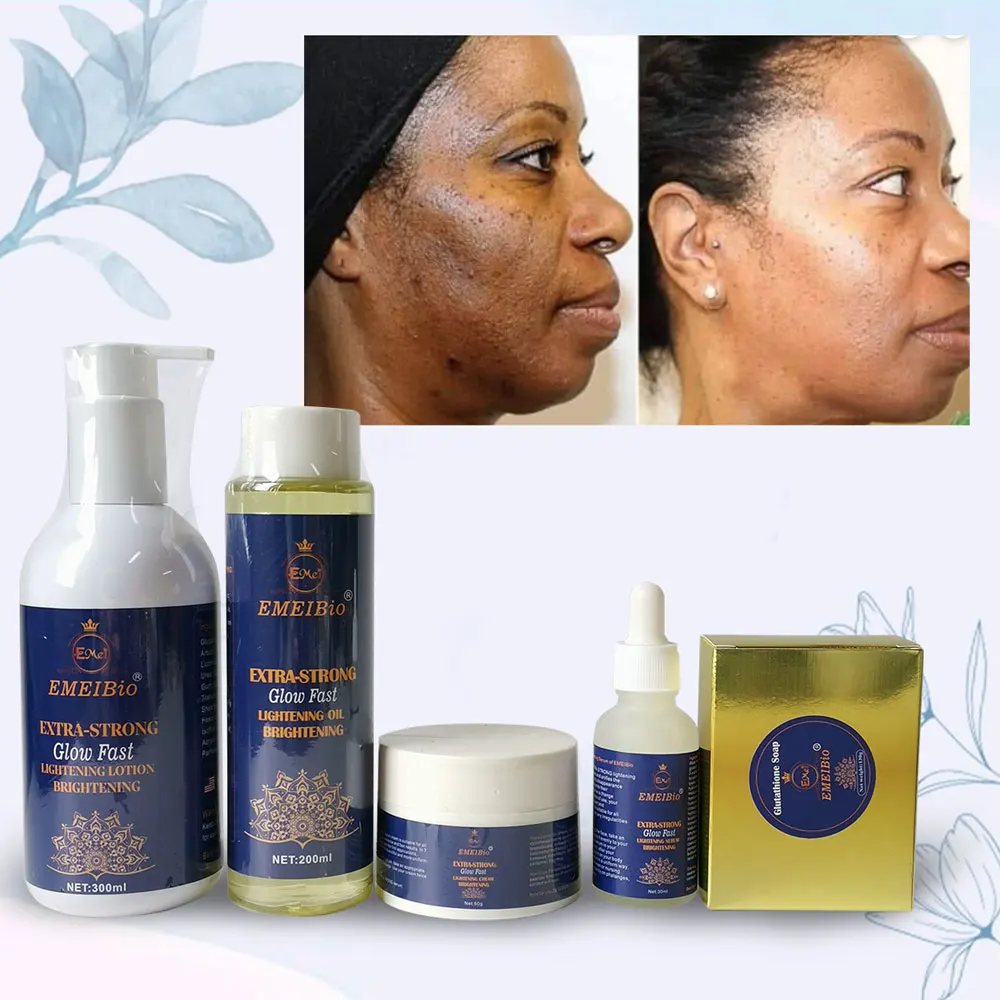 OEM Skin Whitening Glutathione Set Anti Acne Dark Spot Whitening Soap Serum  Oil Cream Facial Wash Face Gluta Skin Whitening Set