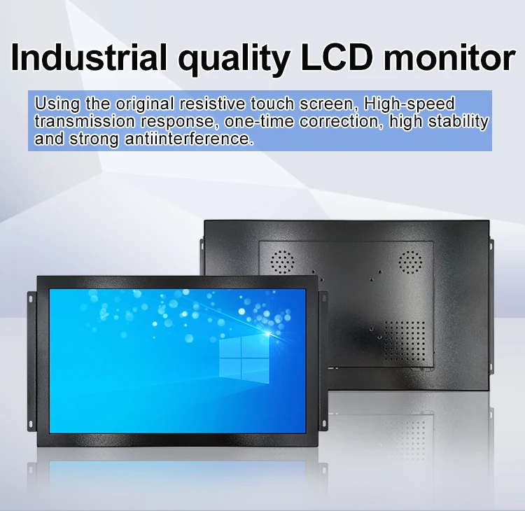 19.2 Inch 1440*900 HD-MI VGA AV 4-wire Resistive Touch Screen Metal Case TFT LED Backlit Desktop Industrial LCD Monitor OEM ODM