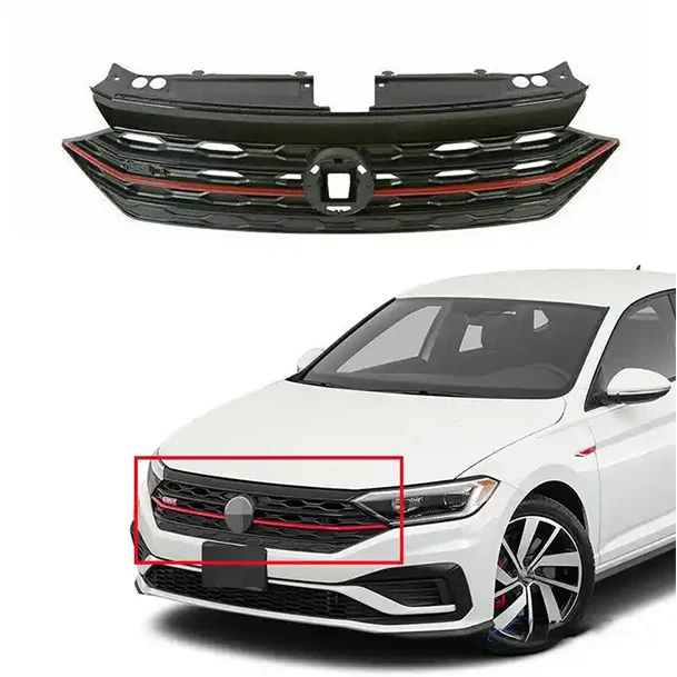 المصد الأمامي للسيارة شبكة علوية طراز GLI شواية باللونين الأحمر والأسود لسيارة VW volkswagen Jetta 2019