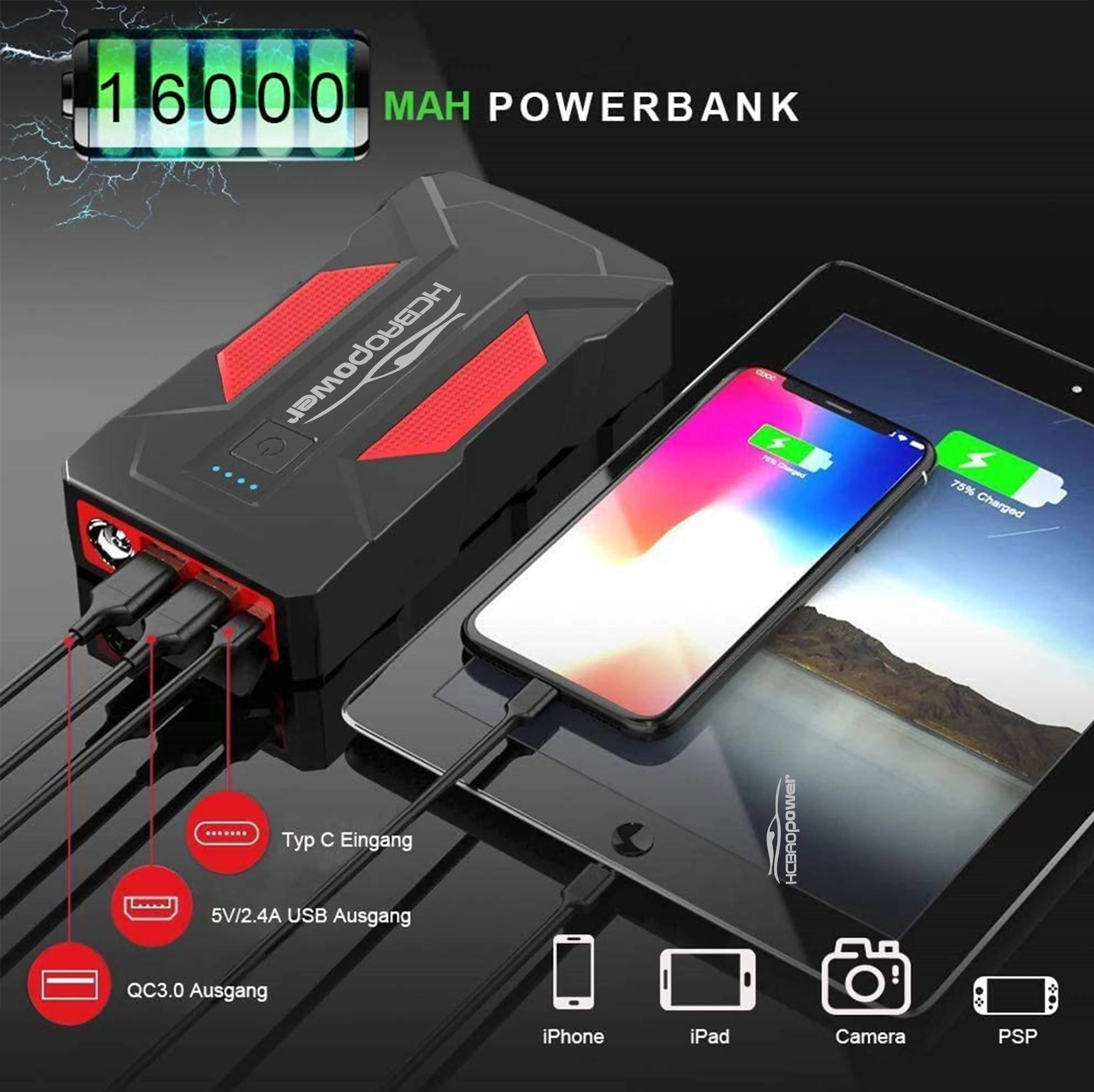 Производитель высокомощное портативное автомобильное зарядное устройство пусковое внешнее аварийное