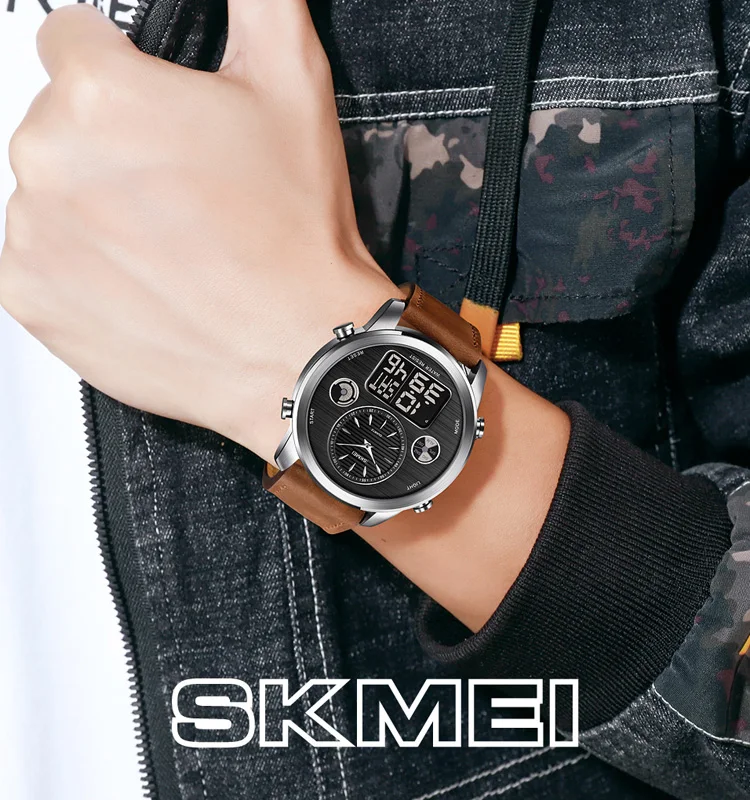 Skmei 1653 Analog Digital Leather Watches