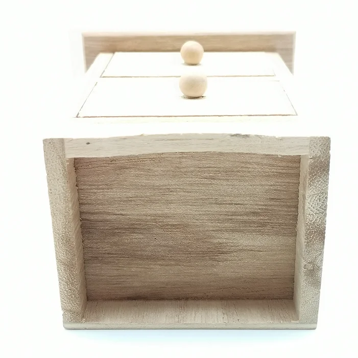 Mini Unfinished Wooden Toy Box with Two Drawers Small Gift Box