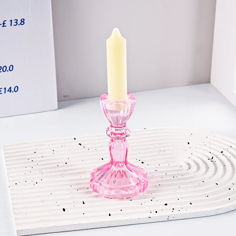 product factory wholesale glass candle holder for candlestick wedding home decoration table suitable for both sides candle holders-8