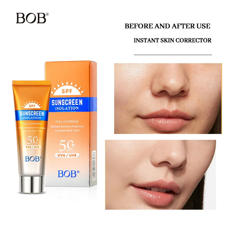 Bob Sunscreen Isolation Cream SPF50 PA Full Coverage Face Moisture Protection For All Skin Types