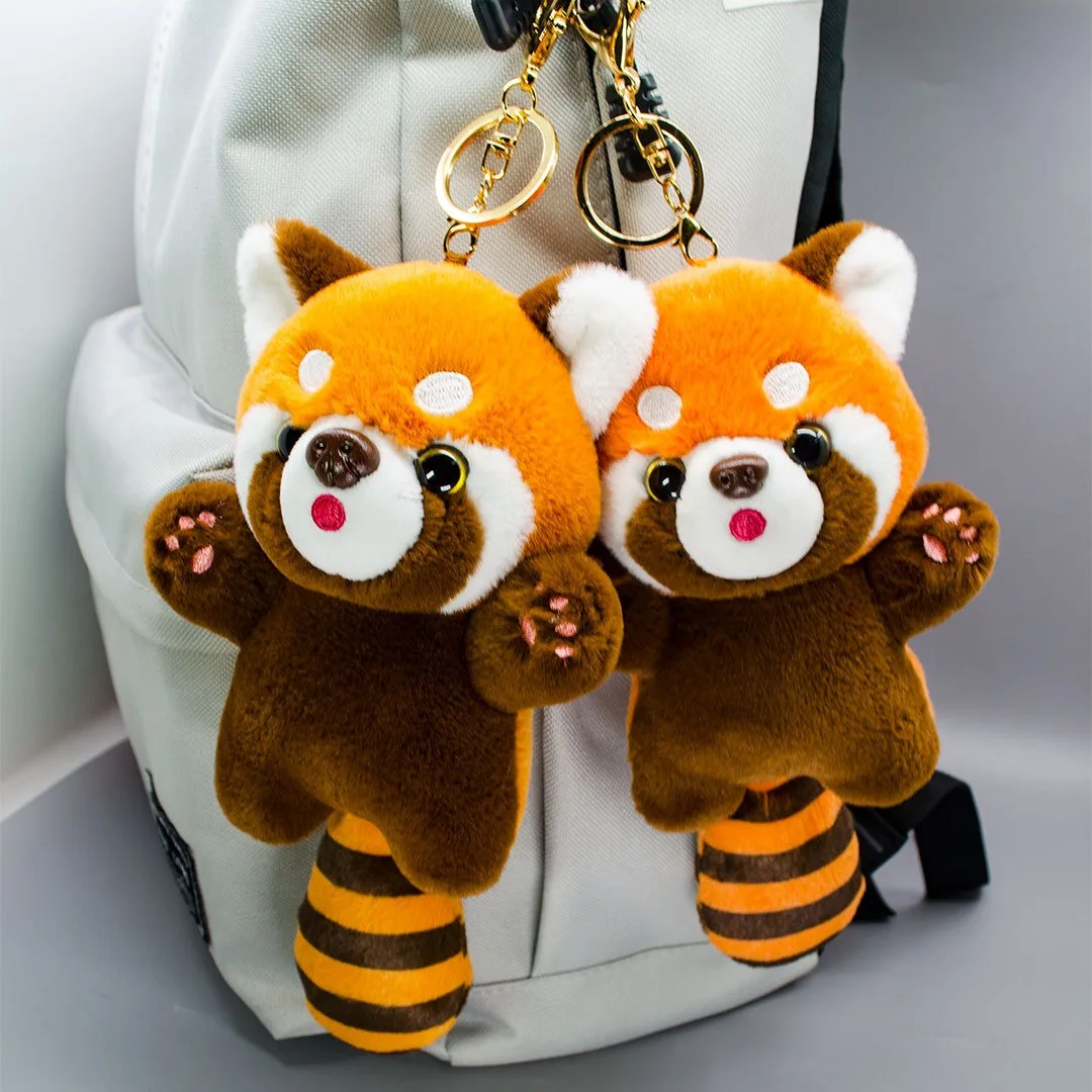 卸売カスタムOEM11cmカワイイアライグマぬいぐるみキーリング