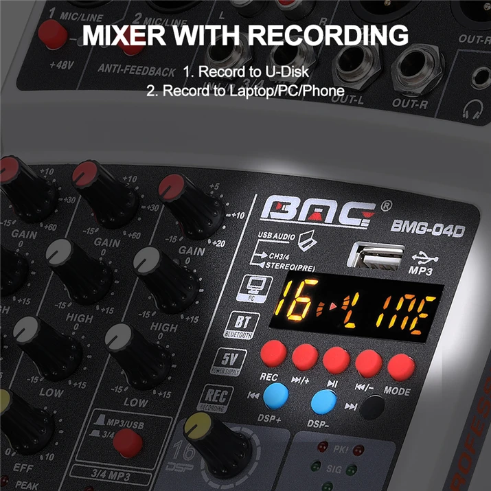 BMG DSP DJ Sound Systems with Mixer Video Audio Interface Board Professional