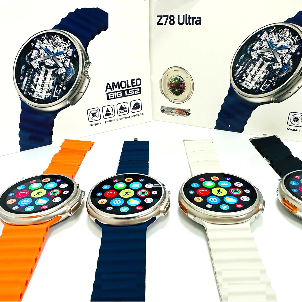 Z78 Ultra Smart Watch Nfc 49mm Amoled Relogio Rotary Dual Button Heart