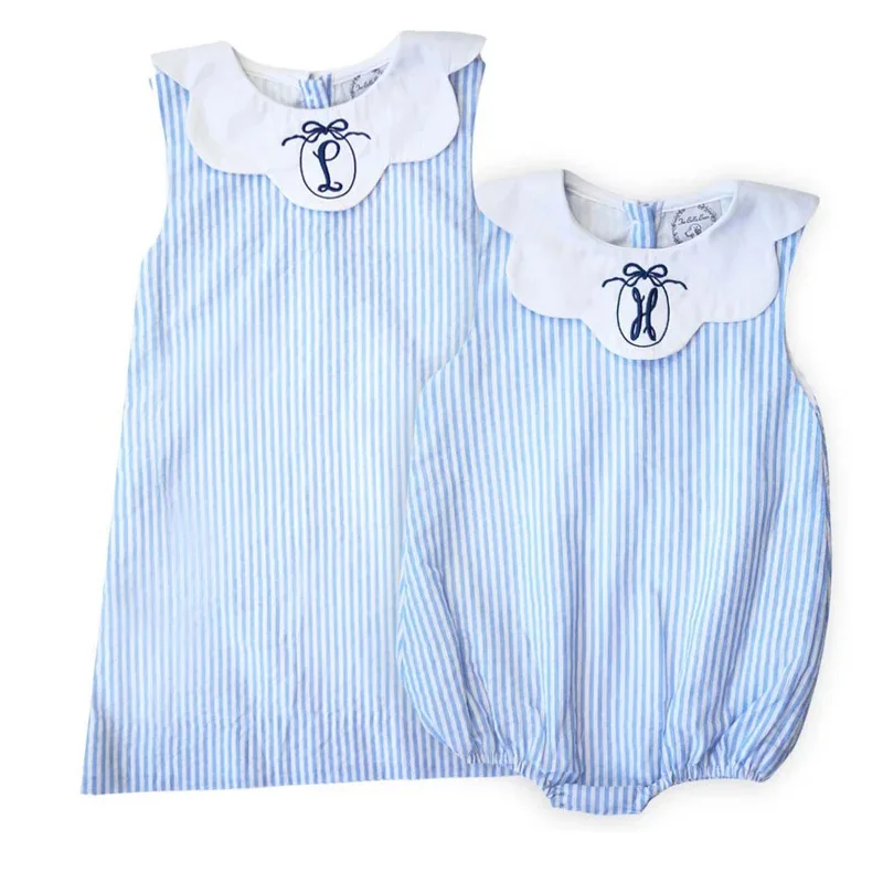 Monogram Cotton Plain White Children Summer Tshirt Peter Pan Collar