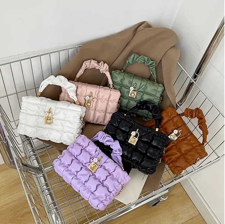 2022 Korean Style New Fashion Ruched Box Purse Handbag Fall Autumn Trendy  Ladies Women Handbag - Buy Box Purse Handbag,Ladies Women Handbag,Trendy