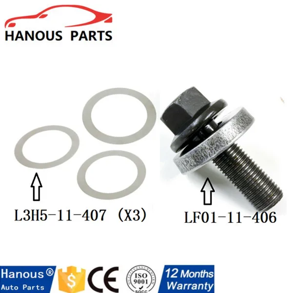 Hanous Lf01-11-406 曲轴滑轮锁螺栓和垫圈用于Cx-7 Miata 皮卡Tribute 
