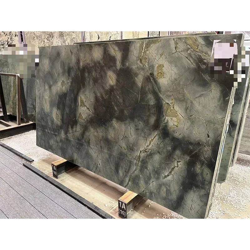 Baldosas personalizadas de mármol verde oscuro para suelos, mármol moderno con franjas y pulido tipo manzana, piedra mármol para suelos de hotel, losas grandes de mármol para exportación