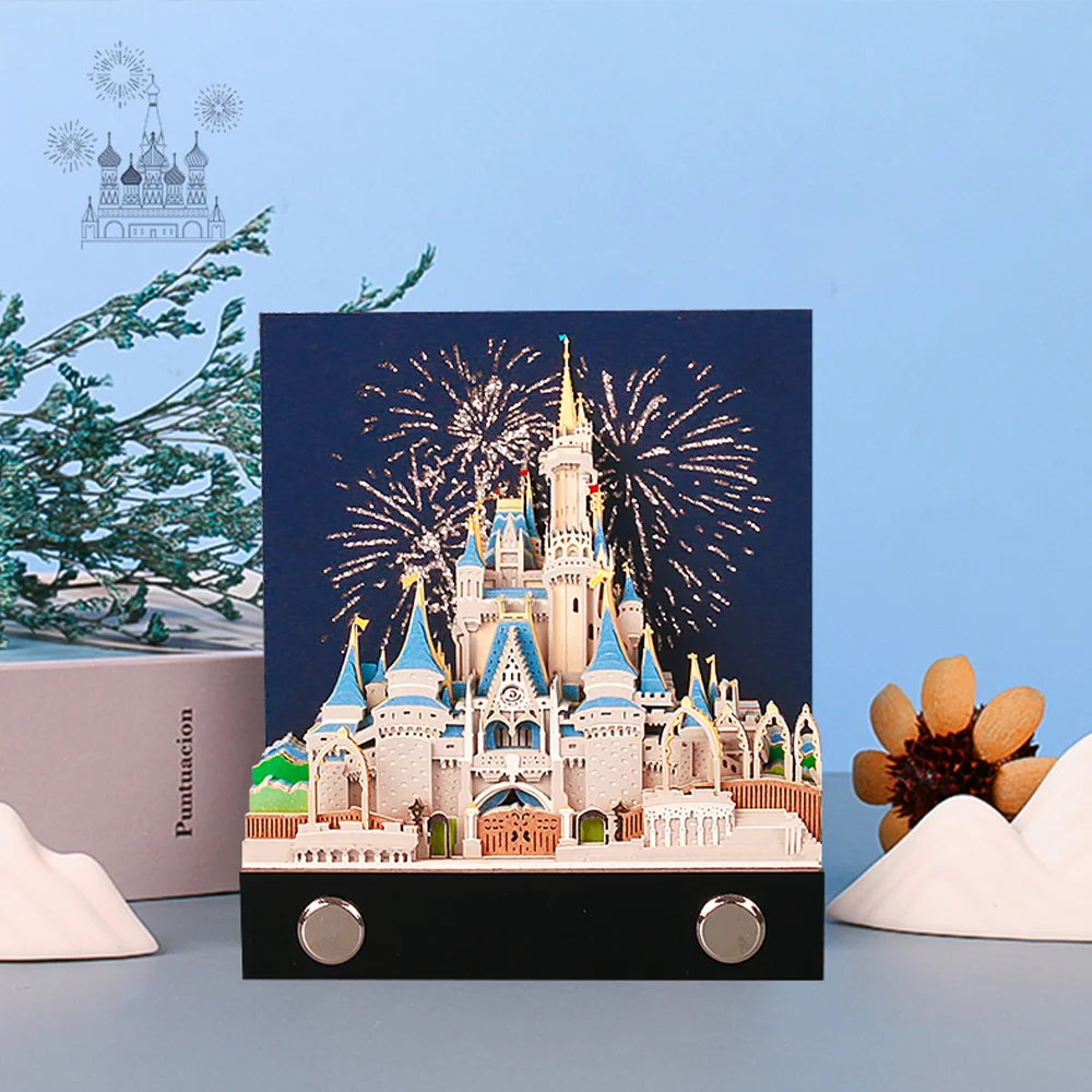 Custom Sticky Notes Omoshiroi Block Diy Cinderella Castle Note Pad Paper Laser Cut 3D Memo Pad for Gift