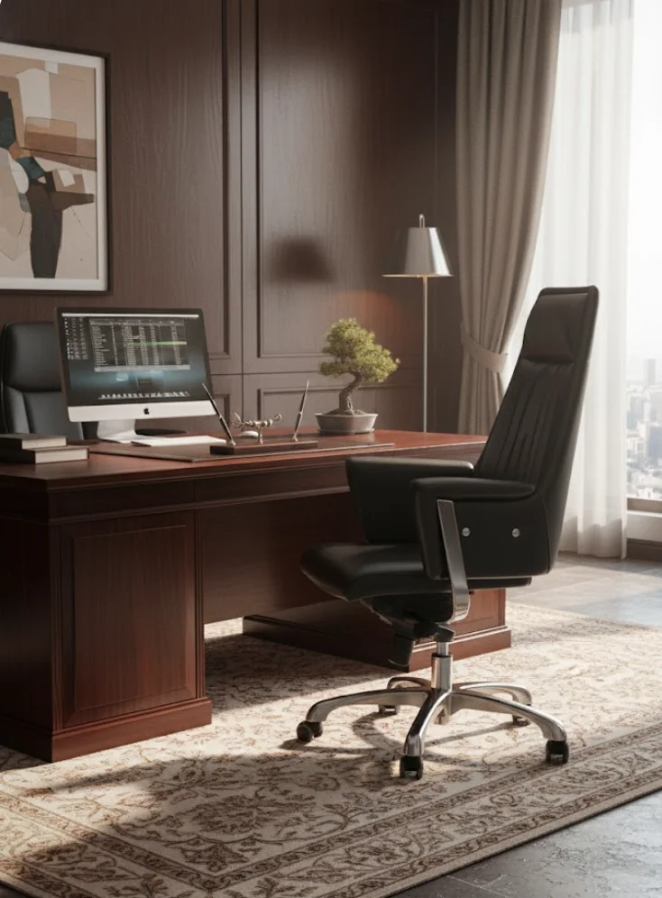 Luxury Leather Executive Office Chair with Ergonomic Design Modern Tilt Function and Adjustable Height 6