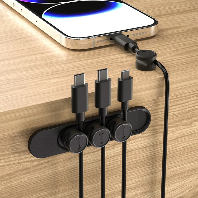 Magnetic Usb Cable Organizer Desktop Silicone Cable Management ...