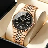 Rose gold-black dial-rose-gold hands