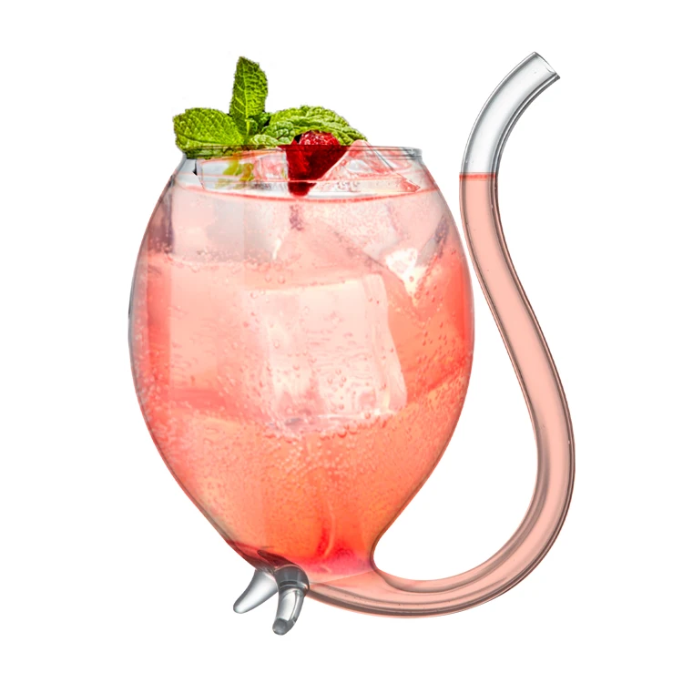 4 Vampir-Cocktailgläser Mit Strohhalm – 340 Ml, Kreatives Design, Für Wein, Cocktails & Saft – Inkl. Reinigungsbürste