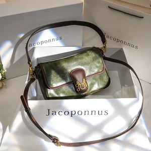 2026 New Arrival Large Capacity Designer Ladies Purse Retro Dark Green Casual Style Messenger Bag for Summer Parties