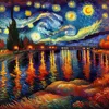 Il lago notturno stellato di Van Gogh