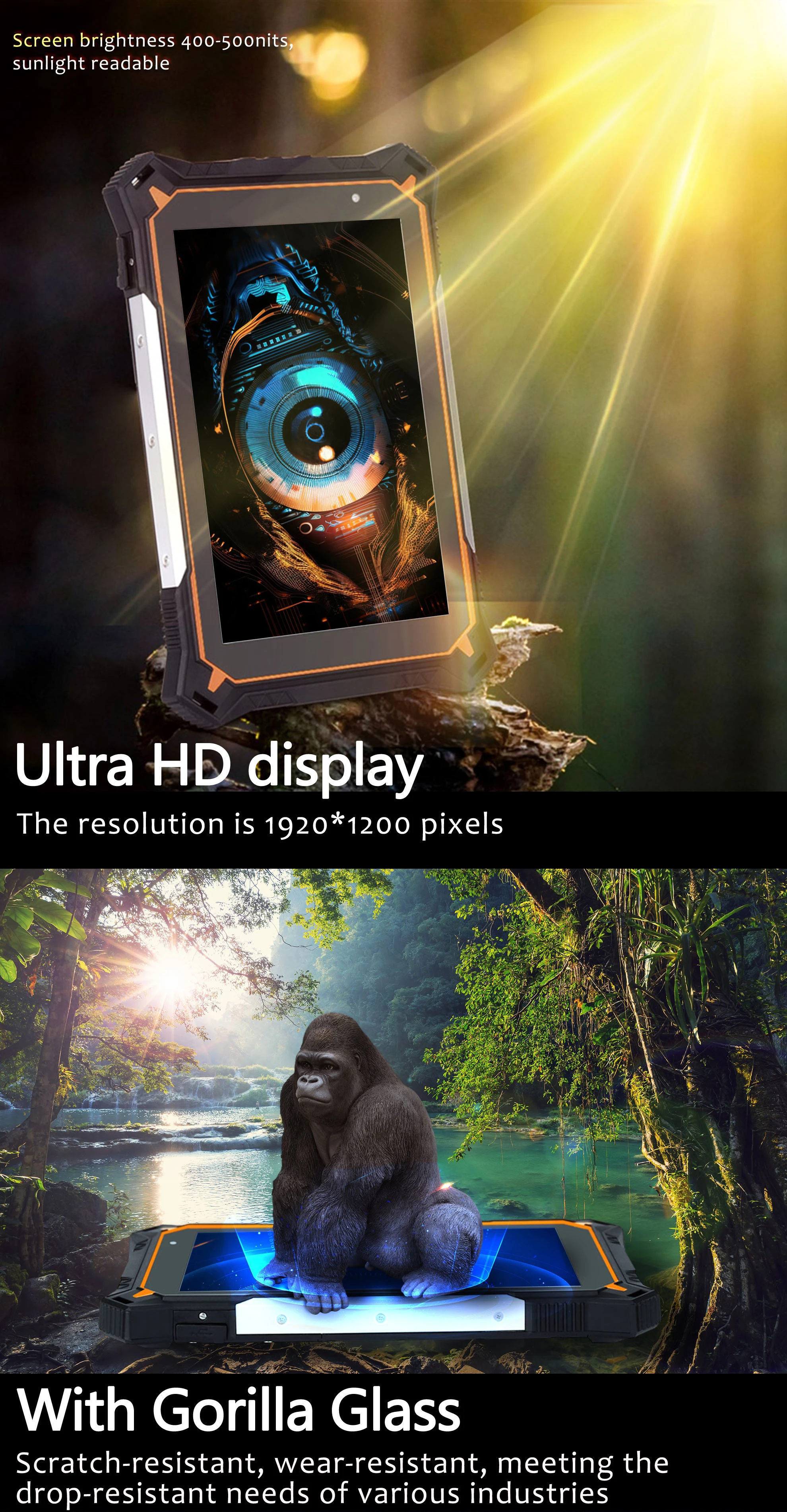 Cheapest Factory 8 Inch Android 12 FHD1200*1920 6+128G 10000mAh IP68 Ruggged Tablet PC 400CD/M2 BT5.0 PAD Rugged Computer PCs
