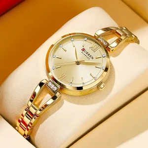 Wholesale CURREN 9092 Luxury Women's Watches Elegant Fashion Gold Stainless Steel Waterproof Quartz Wrist Watch