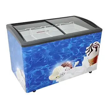 Customizable Mini Ice Cream Deep Chest Freezer Direct Cooling Curved Glass Refrigerator for Supermarket Frozen Foods