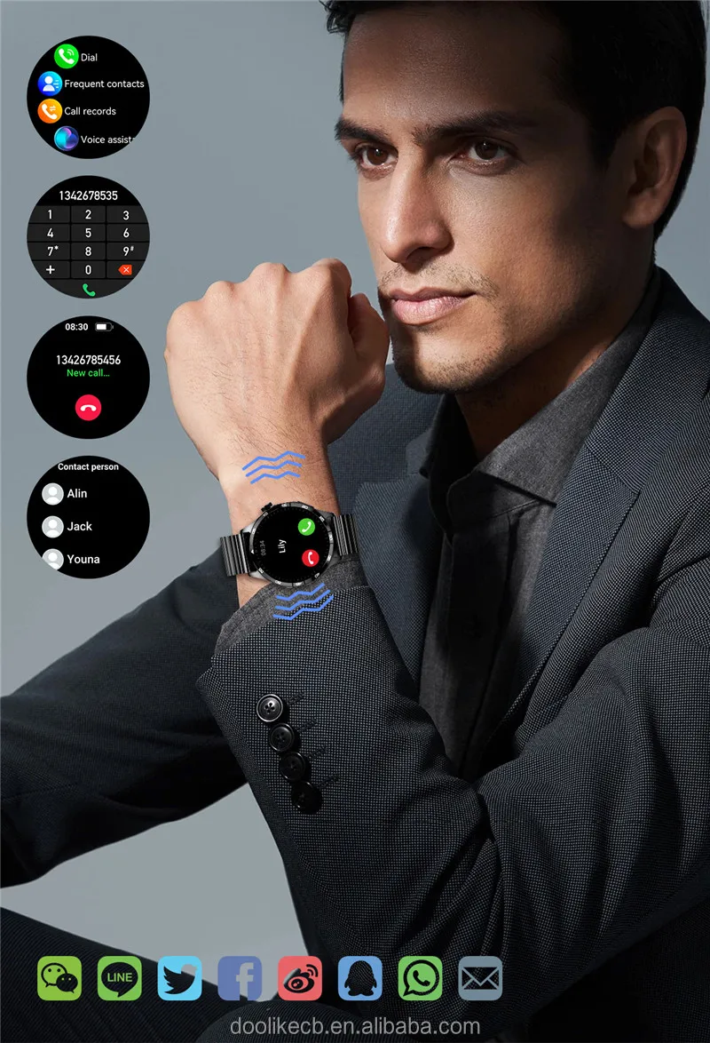 ساعة ذكية فاخرة طراز G11 بشاشة مستديرة وخاصية الاتصال قريب المدى ساعة ذكية من الفولاذ المقاوم للصدأ بدقة عالية مع خاصية اتصال بالبلوتوث ساعة ذكية مضادة للماء طراز IP68 للنساء والرجال