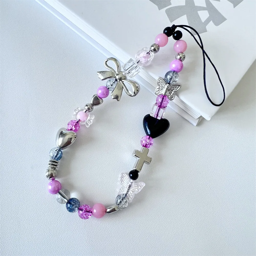 Pink Beaded Wrist Lanyard