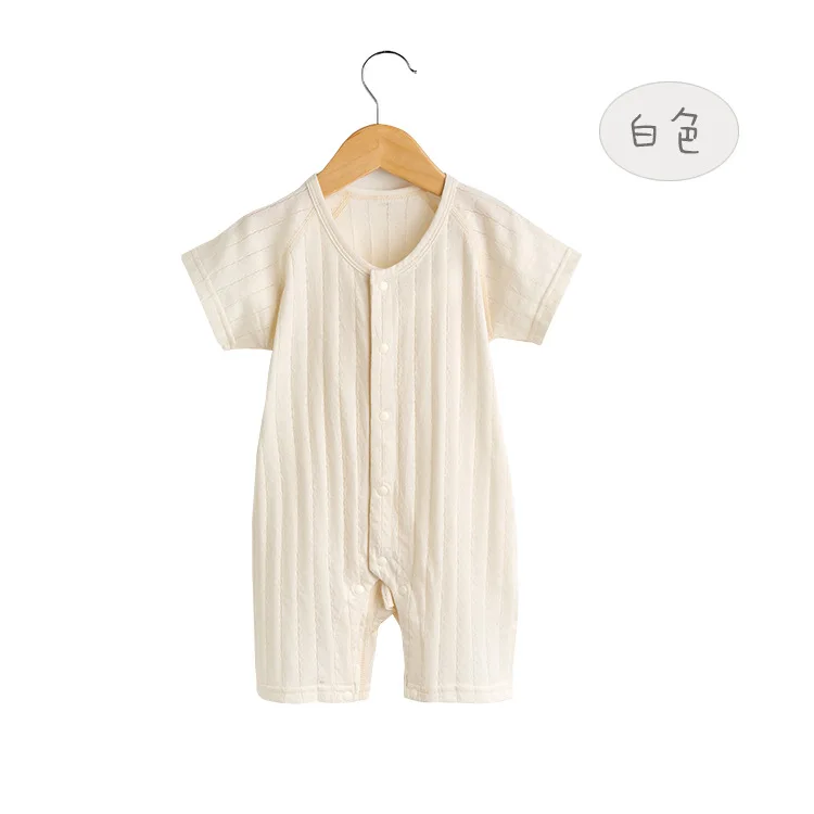 Бесплатный образец австралийские американские комбинезоны для новорожденных Детские льняные с коротким рукавом простые детские Комбинезоны на бретелях