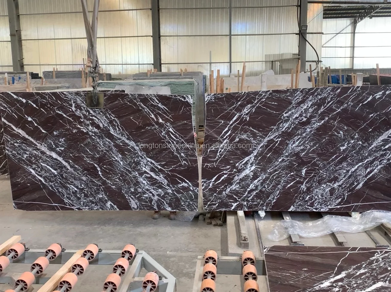 Laje de Mármore Roxo Marrom Quente, Mesa de Pedra Roxa, Decoração para Sala  de Estar, Revestimento de Lareira em Mármore, Topo de Banheiro em Mármore, image size:1308x980