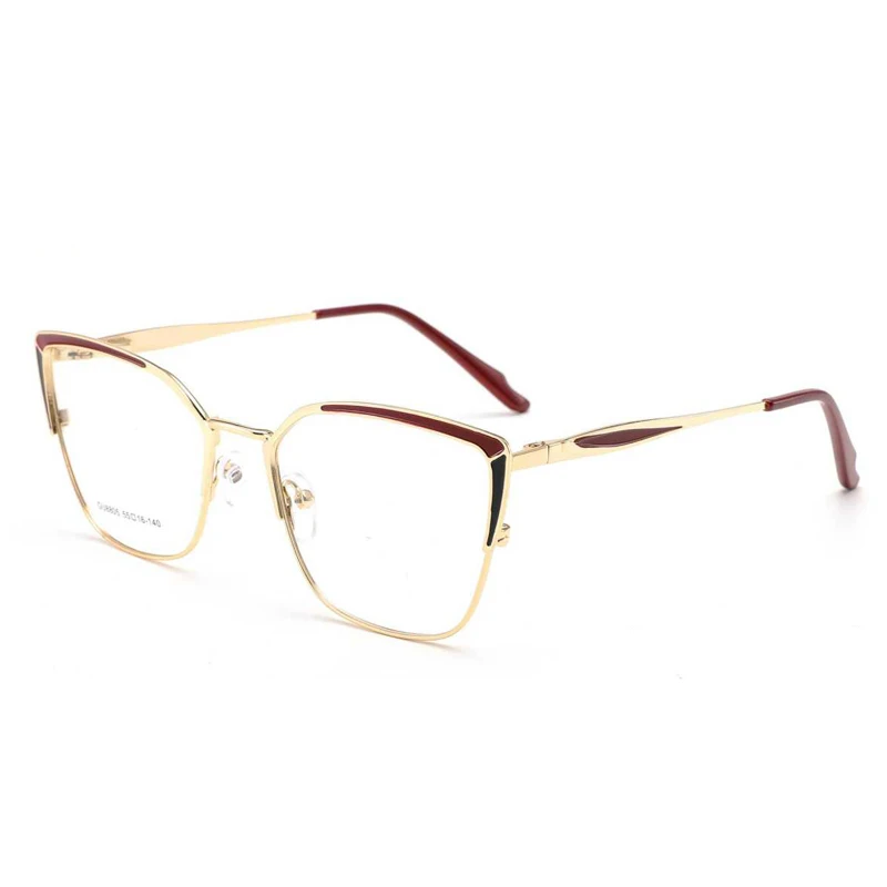 WHEF-GU8805 New Arrival Women Square Fashion Metal Eyeglasses Frames for All Face Eyewear Spectacles with Spring Tip Temple