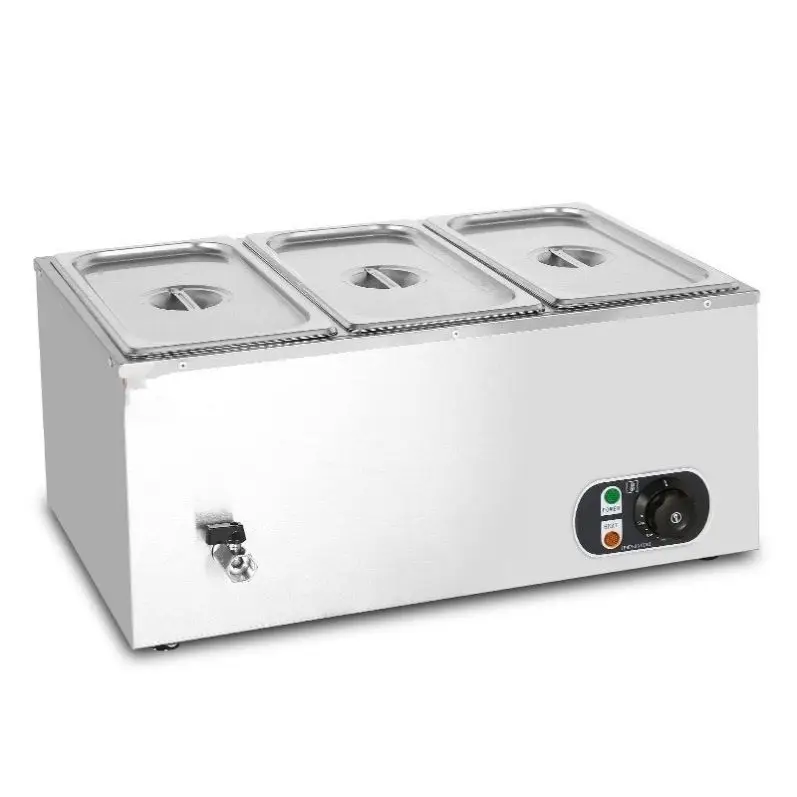 TEBAK Stainless Steel Heated Soup Pool Three Soup Pools Electric Soup tank Food Warmer Bain Marie With Temperature Control