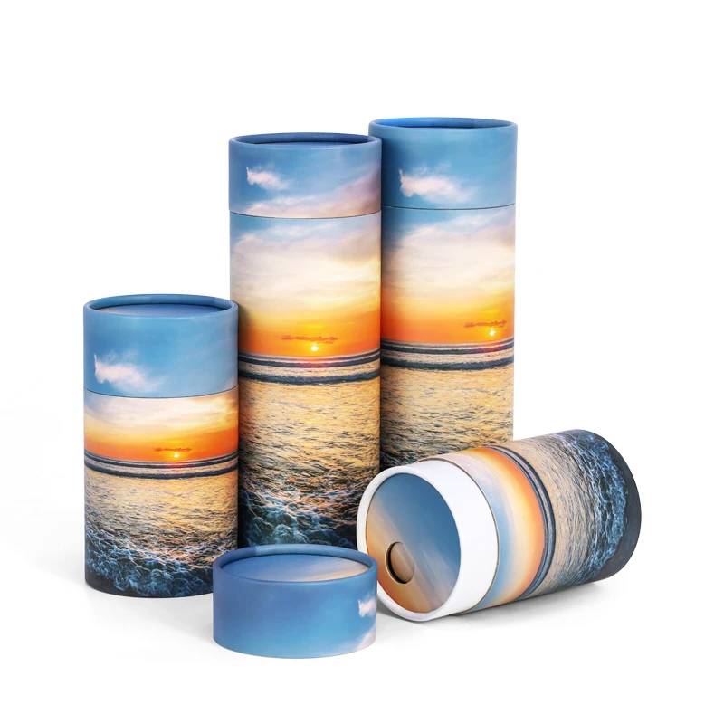 Wholesale Customized Biodegradable Animal Paw Printed Cremation Pet Urn Dogs Ashes Paper Scattering Tube Ashes Scatter Tube