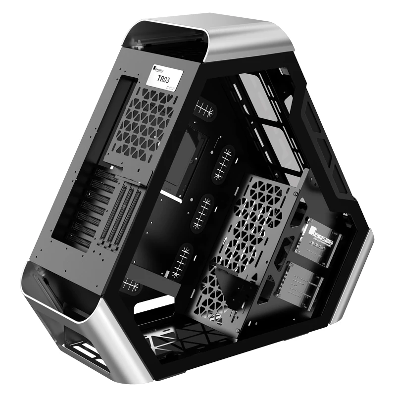 Hot Sale ATX Triangle Gaming Computer Case Support ATX Motherboard Liquid Cooler Support 10 Fans-Tempered Glass Front Panel