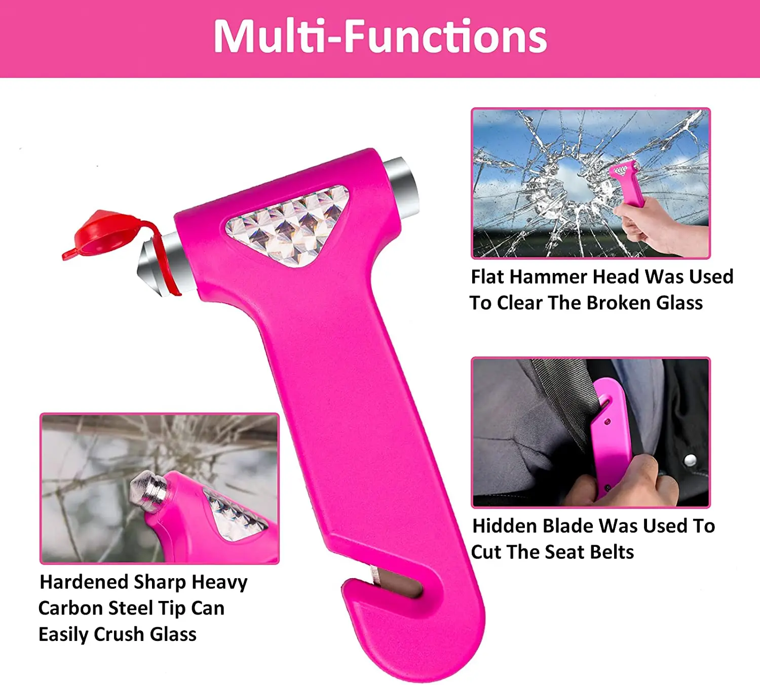 Car Emergency Pink Roadside Assistance Kit With Jumper Cable Tow Rope