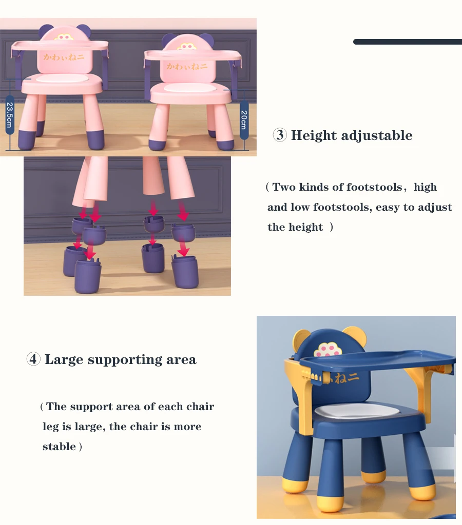 Portable Durable Daycare Babies Toddlers Plastic Kids Whistle Chair