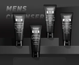 Private Label Volcanic Mud Foam Organic Acne Charcoal Mens Facial Cleanser Men's Face Wash