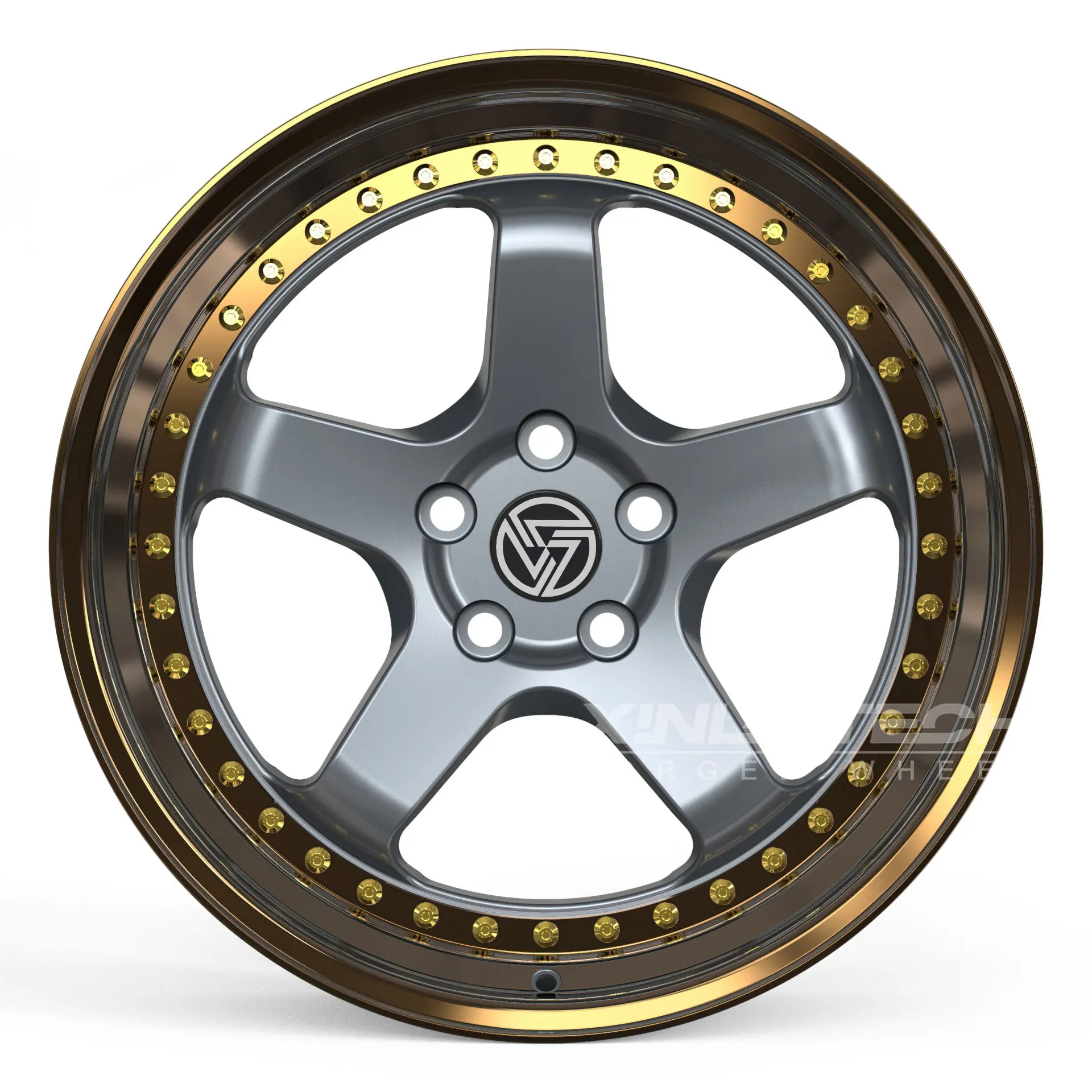 XL Polished Silver Custom Two Piece Forged Alloy Wheel 5x112 5x114.3 5x120 Deep Concave 5-Spoke Rims for Performance Cars - Image 4