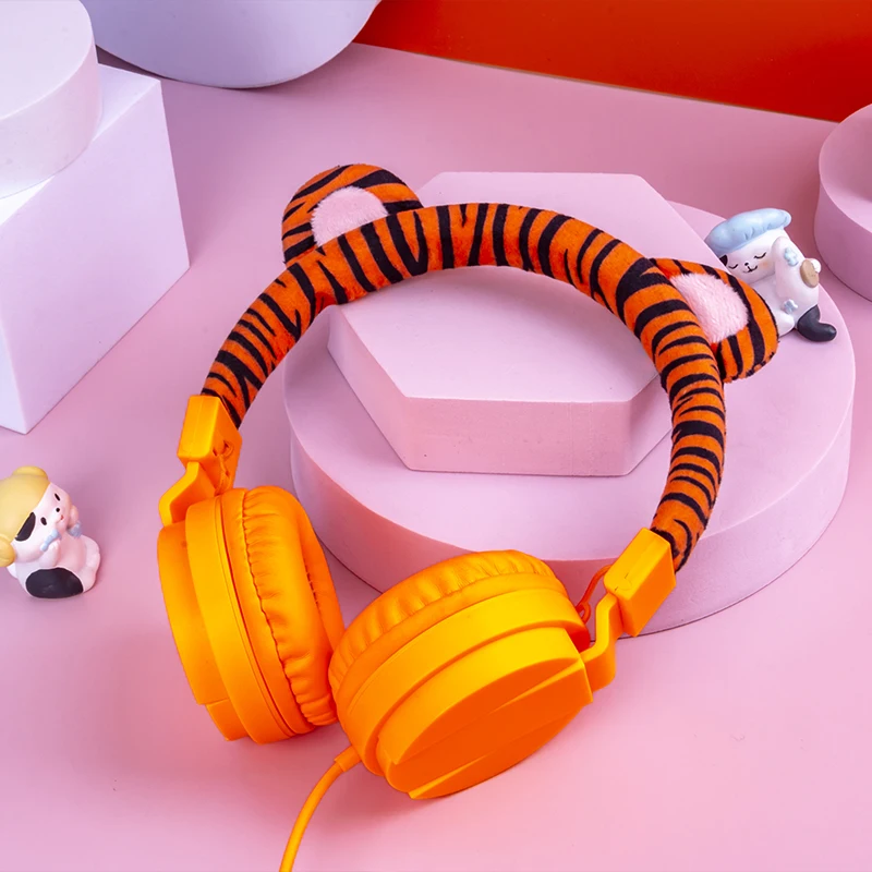 LINX Plush Headband Winter Lion Cartoon Earphones for Kids