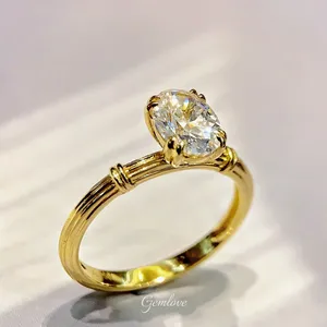 14K/18K Gold 0.5-1CT Lab-Grown Diamond Ring, Round Brilliant Cut, 2.71g Adjustable Size, Gift for Her