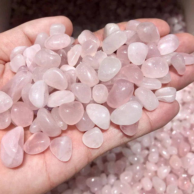 hot sale natural pink crystal tumbled stone rose quartz gravel