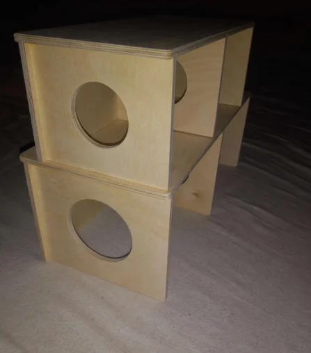 Wooden Hamster Secret Peep Shed 2-Chamber Hideout & Tunnel Exploring Toys for Syrian and Dwarf Hamster