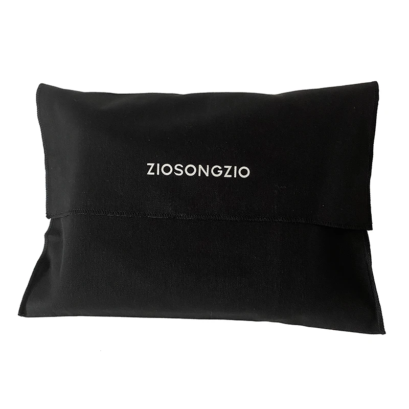 Free Sample Black Cotton Fabric Envelope Handbag Dust Bag Canvas Flap Shoes Pouches