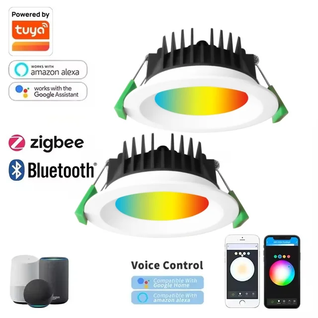 Smart led downlight 10W 90mm saa ce TUYA ZIGBEE IP44 dimmable ceilinglight Anti-glare embedded Hotel home bedroom LED spot light