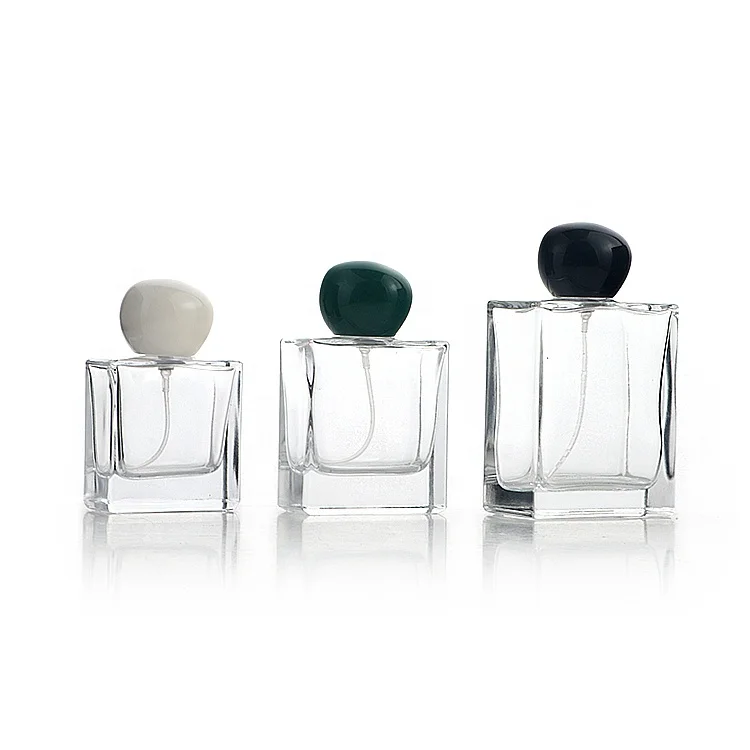 30ml 50ml 100ml Square Rectangle Spray Glass Bottles With Plastic Caps Empty Perfume Bottle for Packaging