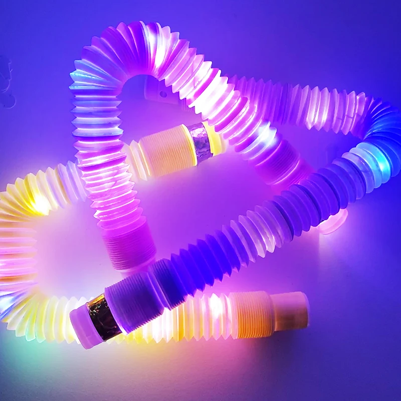 2022 New Stress Fidget Pops Tube Pipes Toys Gifts Led Light Up Pops