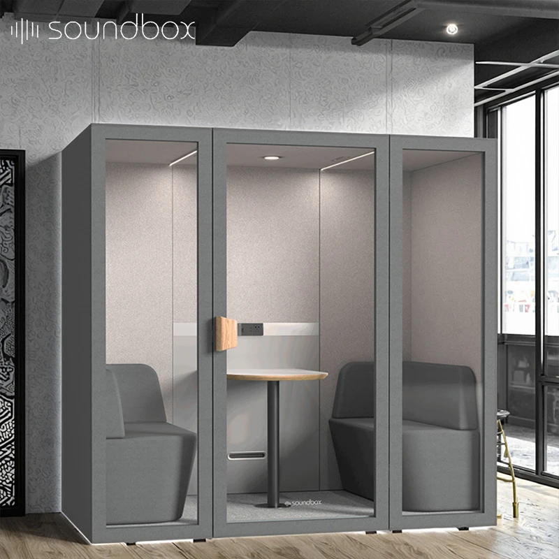 Soundbox 4 Person Quiet Pod Office Meeting Portable Privacy Working Pod Soundproof Acoustic Cabin Booth