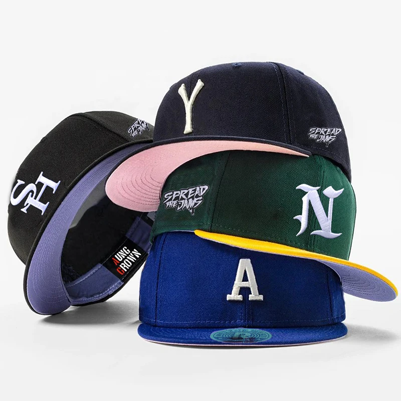 Custom Logo Snapback Hats Cap Flat Brim Gorras Embroidery Snapback ...