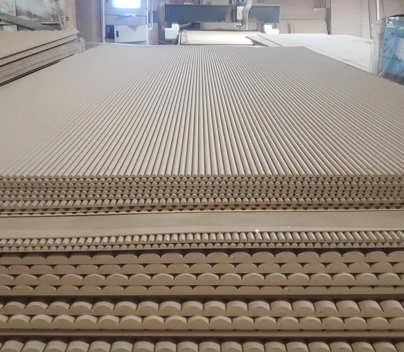 Curved Half Round Wall Decor Decorative Solid Wood With Pvc Film Fluted